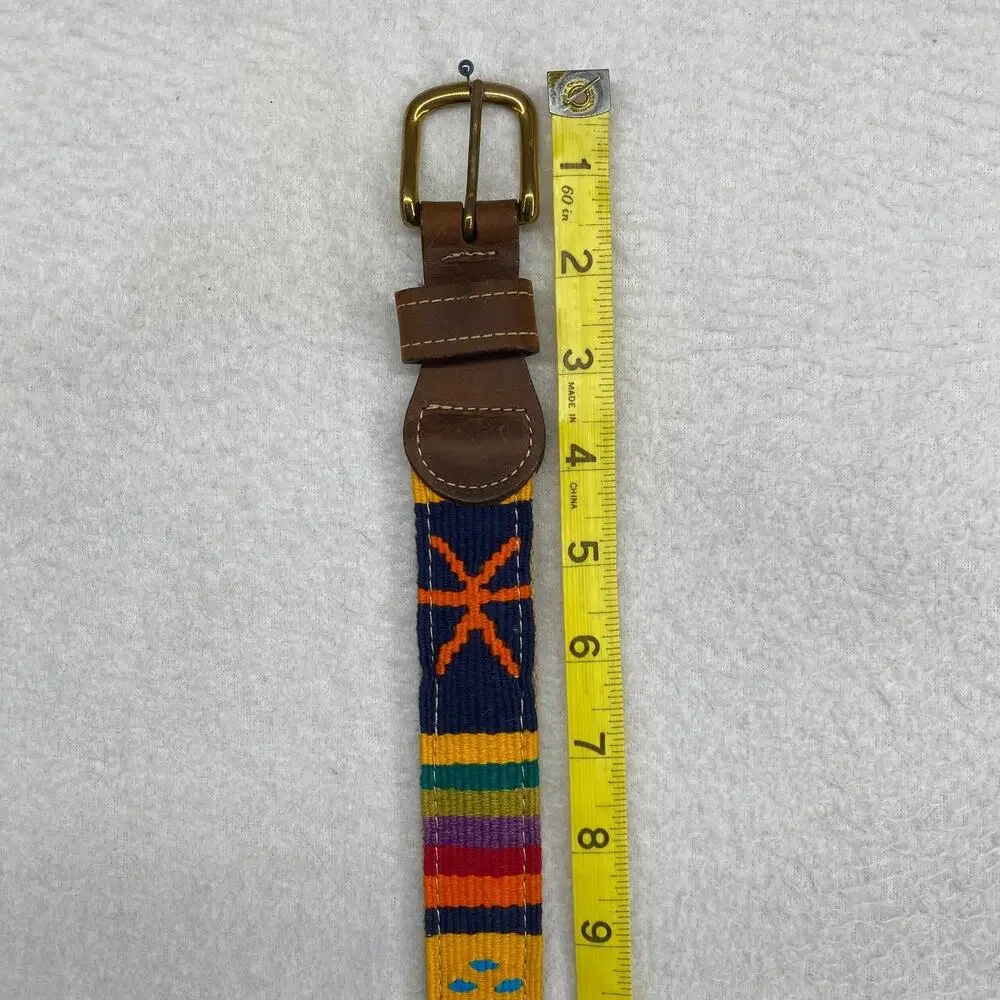 A TAIL WE COULD WAG Belt Adult 36 Handmade Cotton Weave and Leather Traditional